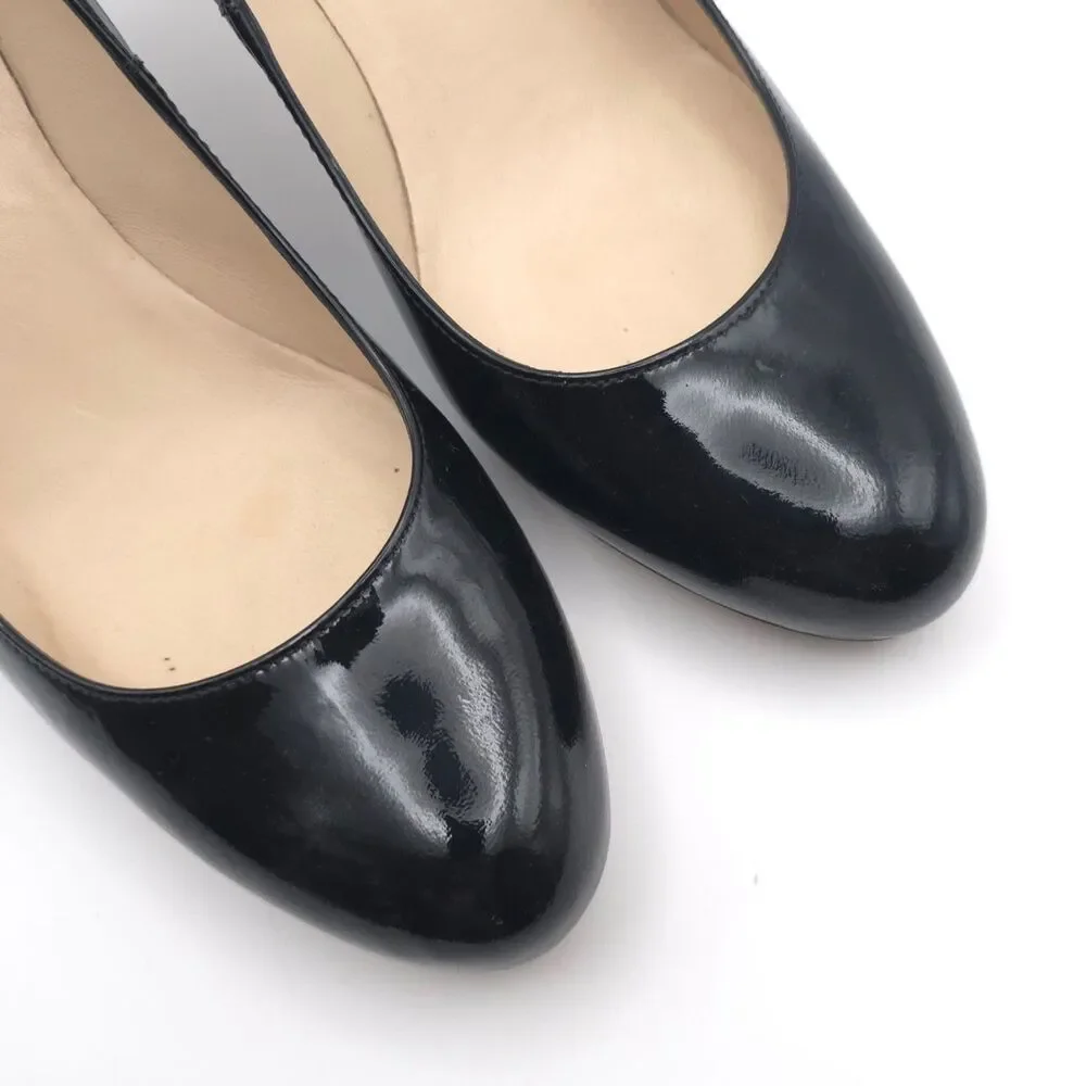 L.K. BENNETT London Black Patent Leather Pumps Heels Women 37.5‎ Made In Spain